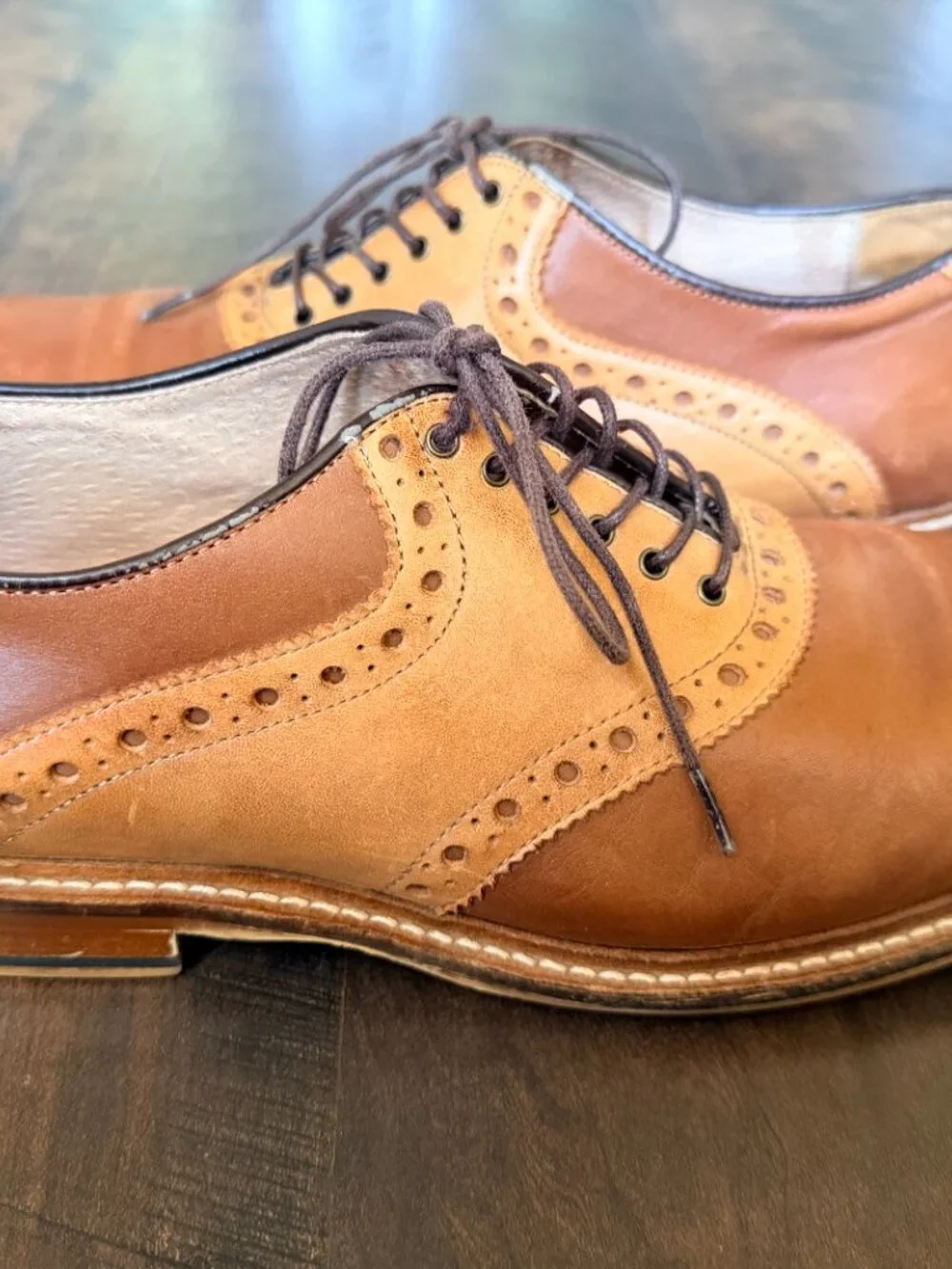 Aston Grey Collection Wingtip Oxford Brown Leather Dress Shoes Men’s 10